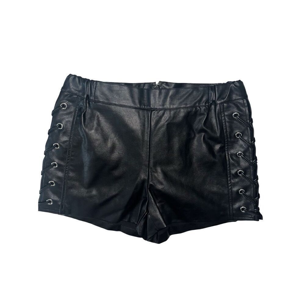Venus side-lace up faux leather short shorts 4